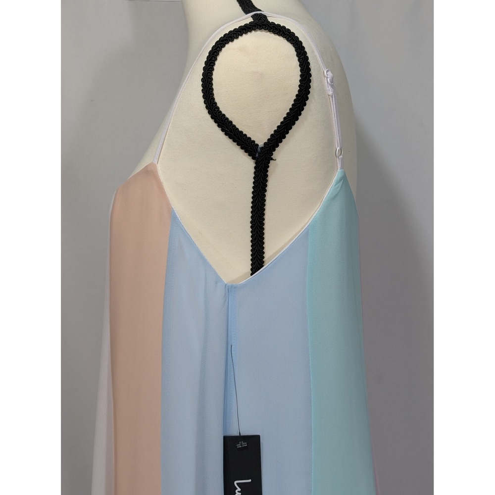 Lulus Pastel Colorblock Chiffon Maxi Dress Adjustable Strap Small NWT Minor Flaw - Picture 11 of 13